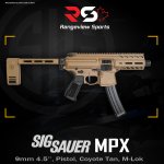 Sig Sauer MPX, 9mm 4.5?, Pistol, Coyote Tan, M-Lok.jpg Sig Sauer MPX, 9mm 4.5?, Pistol, Coyote Tan, M-Lok.jpg